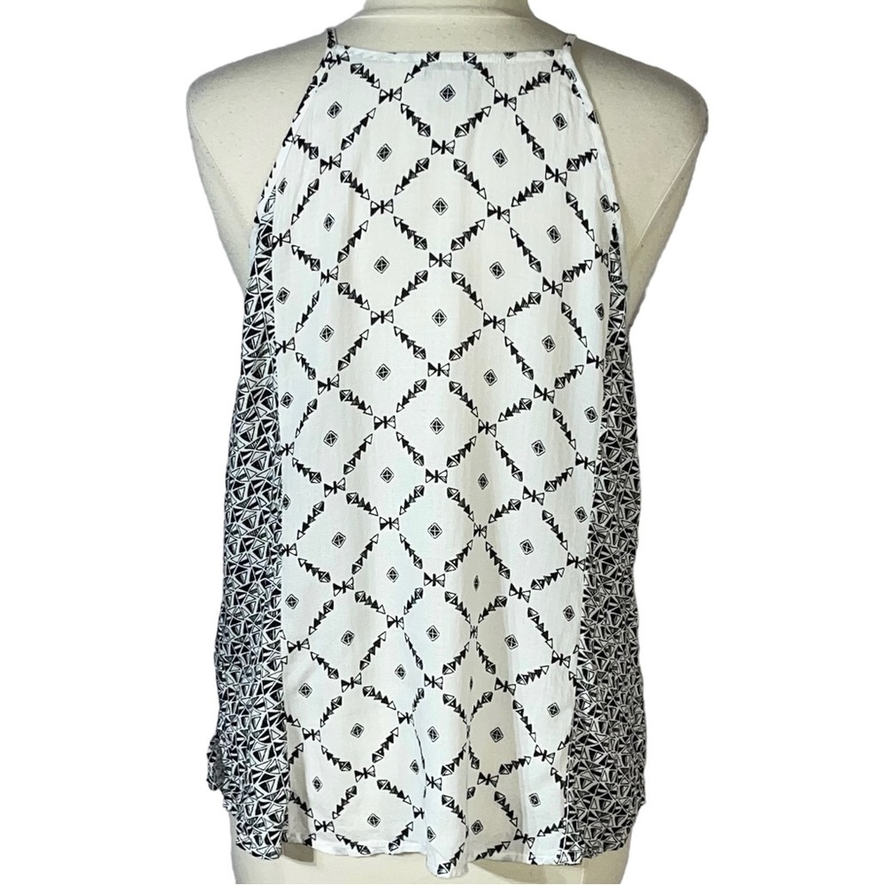 Lucky Brand Black and White High Neck Printed BOHO Loose Fit Tank - Picture 3 of 7